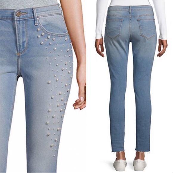 pearl embroidered jeans